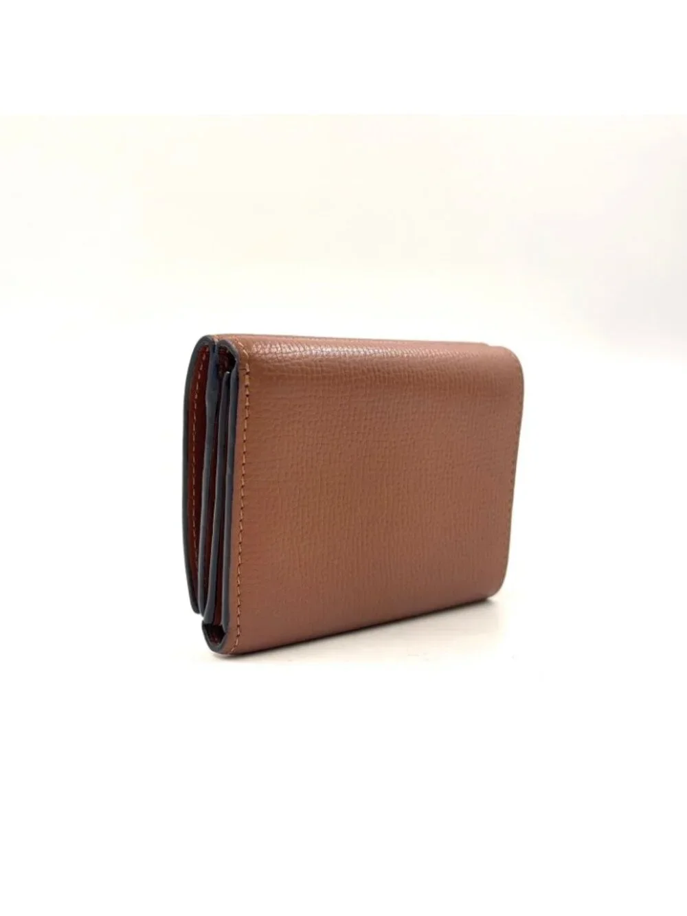 Loewe Anagram Trifold Wallet Compact Leather Brown Silver